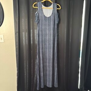 Striped Blue Sleeveless Maxi Dress